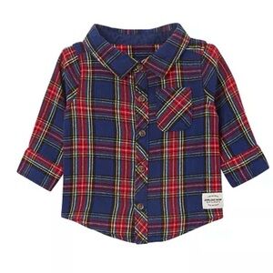 NWT Cotton On Baby Plaid Button Down Flannel Shirt - 18-24 Months